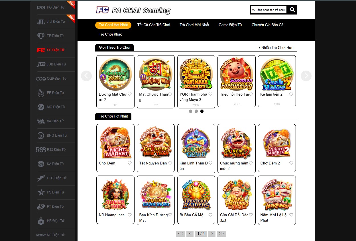 Các tựa game được cung cấp bởi đối tác FC Điện Tử
