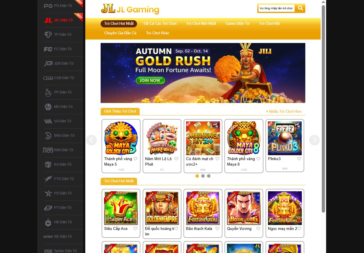 Các tựa game được cung cấp bởi đối tác JILI Điện Tử