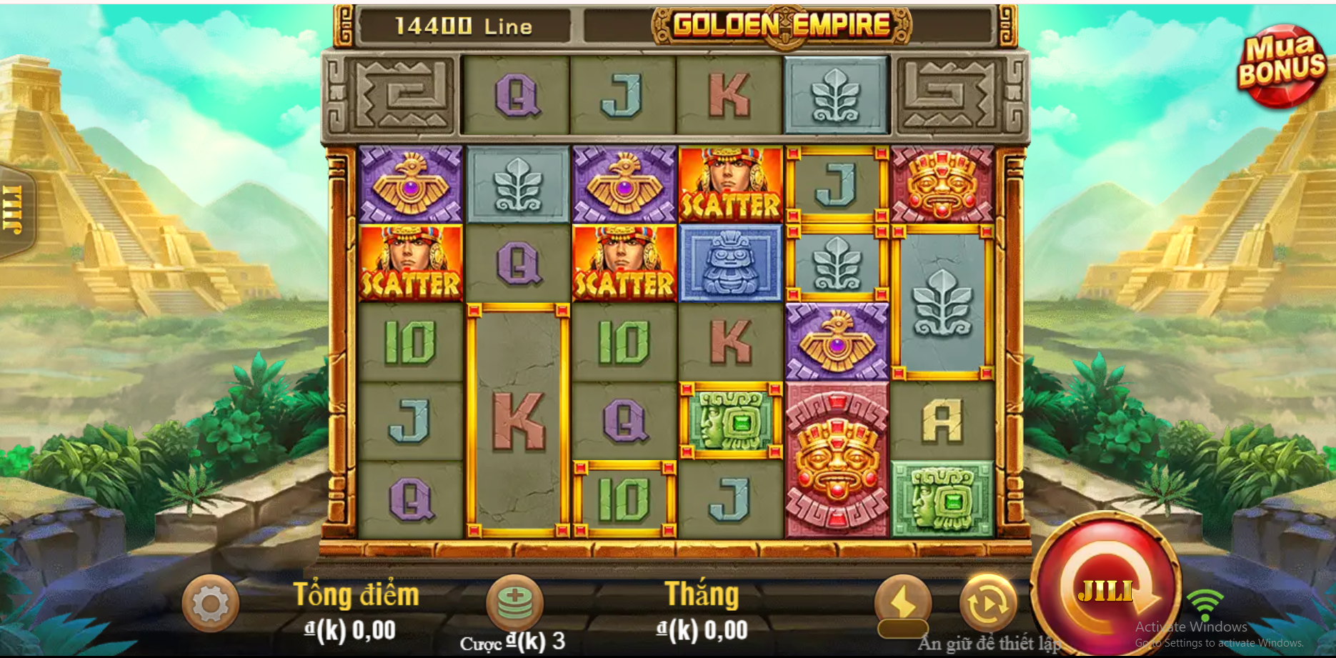 Giao diện quay hũ của game Golden Empire
