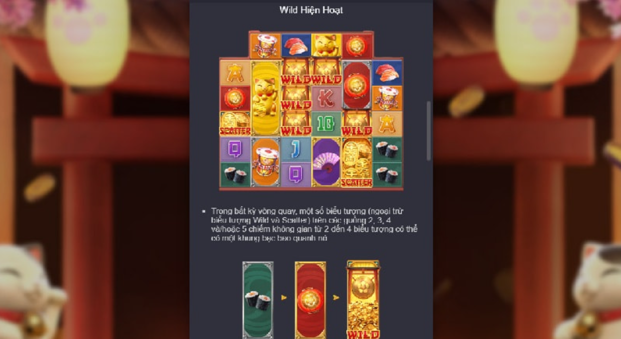 Các biểu tượng nổ hũ trong slot game Neko May Mắn